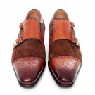 New Handmade Men’s Trendy Pure Leather, Cap Toe Men’s Classy Double Monk Strap Shoes