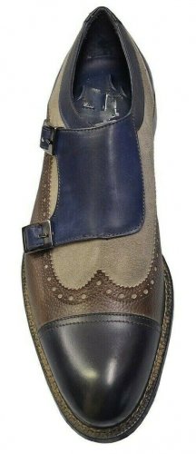 Premium Leather Multi Color Classical Monk Rounded Cap Toe Men Vintage Shoes