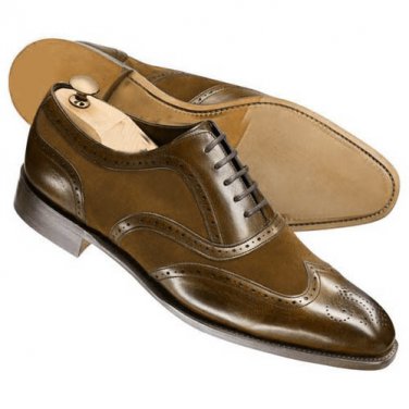 Made To Order Wing Tip Handcrafted Brown Oxford Genuine Leather Men Shoes