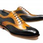 Men Tan & Black Wing tip Brogue Magnificent Leather Party Wear Oxford Shoes