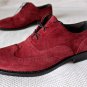 Men's Maroon Color Oxford Suede Leather Wing Tip Brogues Toe Party Wear Shoes