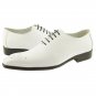 New Men White Medallion Toe Black Sole Lace Up Oxford Genuine Leather Shoes