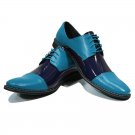 Darby Tow Tone Blue Color Handmade Genuine Leather Cap Toe Men Classical Shoes