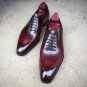 Oxford Maroon Red Party Wear Burnished Toe Magnificent Leather Lace Up Shoes