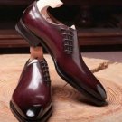 Oxford Men Maroon Pointed Toe Burnished Luxury Dress Leather Formal Shoes