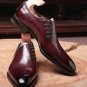 Oxford Men Maroon Pointed Toe Burnished Luxury Dress Leather Formal Shoes