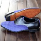 Oxford  Sky Blue & Black Party Wear Brogues  Wing Tip Superior Suede Leather  Lace Up Shoes