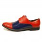 Red Blue Rounded Cap Toe Darby Casual Dress Handmade Genuine Leather Men Shoes
