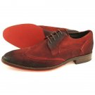 Red Color Wing Tip Brogue Genuine Suede Leather Fashion Men Shoes