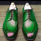 Stylish Handmade Men Parrot Green Split Toe Formal Lace Up Shoes