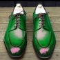 Stylish Handmade Men Parrot Green Split Toe Formal Lace Up Shoes
