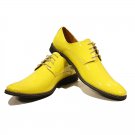 Yellow Premium Leather Oxford Party Wear Lace Up Rounded Toe Handmade Men Shoes
