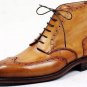 Best Men's Ankle High Tan Color Wing Tip Handmade boots, Custom leather Darby Boots