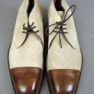 Classic Beige Handmade Chukka High Cap Toe Leather Suede Boot