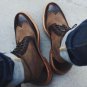 Hand Stitched Men's Classic Elegant Leather Suede Boots, Oxford Long Boots