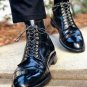 Handmade Black Cap Toe Boot, Men's Leather Lace Up Ankle Boot, Formal Wear Oxford Boot