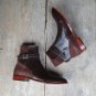 Handmade Brown Leather Suede Boot, Men's Jodhpurs Buckle Ankle High Boot