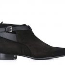 Handmade Men Black color Suede & Leather Jodhpurs Boot, Men Black Dress Shoes