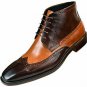Handmade Men's Ankle Boot, Men's Brown Leather Casual Lace Up Wing Tip Boot.