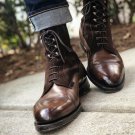 Long Ankle Boots For Men Chocolate Brown Cap Toe Leather Casual Boot