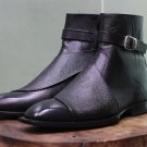 Men's New Handmade Black Leather Stylish Jodhpur strap Ankle High Buckle Boots
