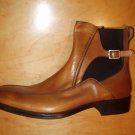 New Handmade Men's Tan Leather Ankle Boots, Chelsea Buckle Casual Boot