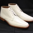 New Handmade Chukka Boot For Men's White Color, Men Ankle Leather Boot Lace Up  Men