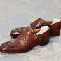 Handmade Men's Decent Pant Coat Double Monk Brownish Genuine Leather Shoes