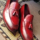New Burgundy Color Tassels Loafer Shoes, Men's Leather Shoes