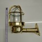 Original Vintage Brass Bulkhead Wall Sconce Light with Triangle Base Cover Shade