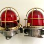 NAUTICAL ANTIQUE OLD SHIP BRASS & IRON ORIGINAL MOUNT BULKHEAD LIGHT LOT OF 2