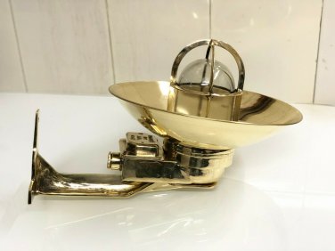 NAUTICAL ANTIQUE OLD BRASS ORIGINAL SWAN PASSAGEWAY BULKHEAD WALL LIGHT/SHADE