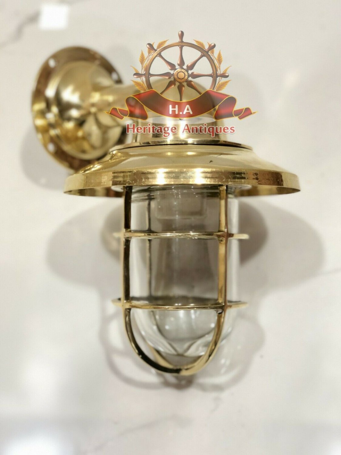 Nautical Authentic Brass Swan Neck Passage Wall Light With Extra Shade Lot 5 1202