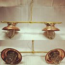 NAUTICAL ANTIQUE OLD BRASS ORIGINAL SHIP PASSAGEWAY TWIN LIGHT/ COPPER SHADE