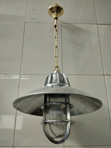 NAUTICAL SHIP MARINE NEW SOLID ALUMINIUM HANGING CARGO LIGHT WITH SHADE LOT 5