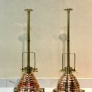 MID CENTURY COPPER & BRASS SMOOTH CARGO SHIPS DECK PENDANT/HANGING LIGHT LOT 2