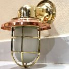 NAUTICAL ANTIQUE NEW BRASS WALL SHIP LIGHT WITH SHADE & WHITE GLASS LOT OF 5