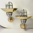 NEW NAUTICAL SWAN NECK ALUMINUM PASSAGEWAY WALL LIGHT & BRASS PIPE SHADE LOT 2