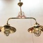 NAUTICAL SHIP MARINE NEW SOLID BRASS HANGING CARGO PENDANT TWINS LIGHT & SHADE
