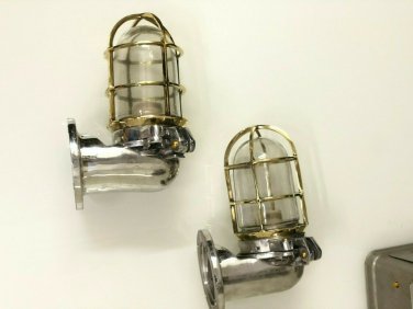 New Japanese Naval Patt Swan Passageway Wall Bulkhead Light &acirc;�� Brass Cage Lot 2