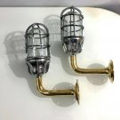 NEW NAUTICAL SWAN NECK SOLID ALUMINUM PASSAGEWAY WALL LIGHT & BRASS PIPE LOT 2