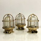 AUTHENTIC NAUTICAL ANTIQUE OLD BRASS ORIGINAL WALL MOUNT BULKHEAD LIGHT LOT OF 3