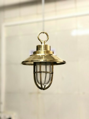 NAUTICAL MARINE BRASS PASSAGEWAY BULKHEAD PENDANT SHIP LIGHT & SHADE LOT 10