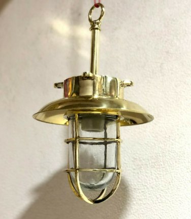 NEW NAUTICAL MARINE SHIP HANGING CARGO SHIP PENDANT LIGHT WITH BRASS SHADE LOT 5