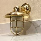 NAUTICAL NEW BRASS WALL PASSAGEWAY SHIP LIGHT WITH SHADE & WHITE GLASS LOT 10
