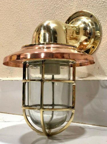 NAUTICAL ARCHED BULKHEAD NEW BRASS WALL SWAN PASSAGEWAY LIGHT WITH SHADE LOT 5