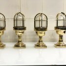 NAUTICAL ANTIQUE OLD WISKA SHIP BRASS ORIGINAL WALL MOUNT MARINE LIGHT LOT OF 5