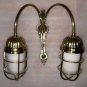 AUTHENTIC NAUTICAL SHIP HERITAGE SOLID BRASS WALL TWIN LIGHTS WHITE GLOBE LOT 10