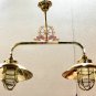 NAUTICAL SHIP MARINE NEW BRASS HANGING CARGO TWIN PENDANT LIGHT WITH SHADES LOT 10