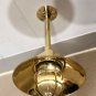 AUTHENTIC NAUTICAL ANTIQUE OLD WISKA SHIP BRASS BULKHEAD LIGHT WITH SHADE LOT 10